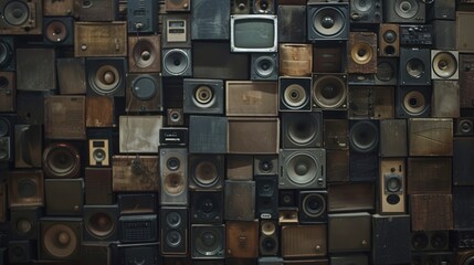 Obraz premium Wall of vintage speakers
