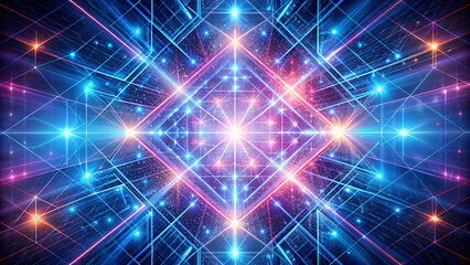 Obraz premium Vibrant geometric pattern with glowing lights in a cosmic environment 