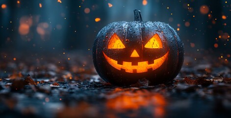 Naklejka premium a jack-o-lantern with a lit face