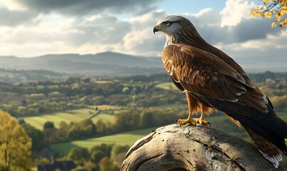 Fototapeta premium generation AI,Red_kite_perched,