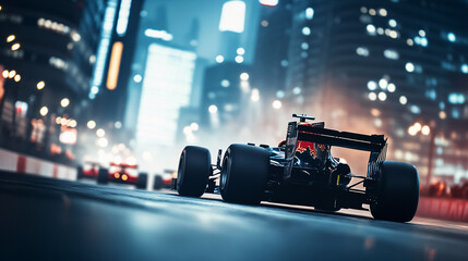 Naklejka premium Formula 1 Night Race in Cityscape