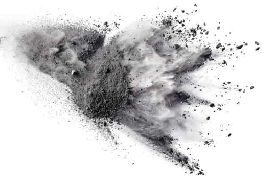 Chalk Dust Cloud Erupting in Air isolated on transparent background