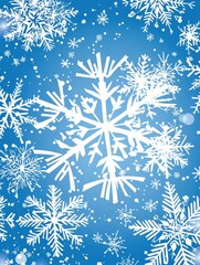 White snowflakes on blue