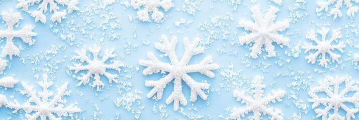 White snowflakes on blue