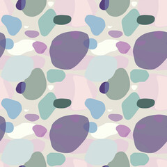 Fototapeta premium Seamless abstract background with organic and geometric shapes in green, purple, turquoise, blue, white, and pink tones
