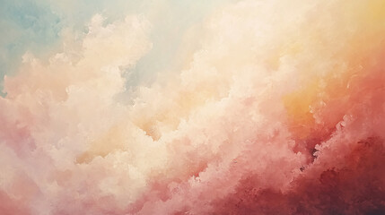 Fototapeta premium Dreamy Cloudscape Illustration in Soft and Vibrant Tones, Perfect for Fantasy, Design, or Decorative Backgrounds and Creative Projects