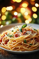 Delicious Spaghetti Bolognese with Parmesan Cheese and Basil