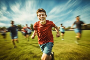 Obraz premium Carefree Young People Running Together