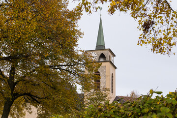 Turm der Nikolauskirche in Bitz, Zollernalbkreis