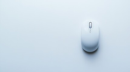 White Computer Mouse on White Background with Copy Space for Text
