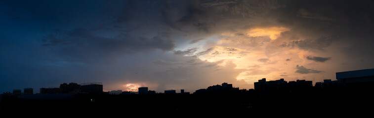 sunset in the city panorama