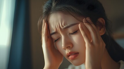 Fototapeta premium Silent Headache Struggles Woman Close Up