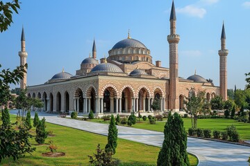 Obraz premium Beautiful mosque as a place of worship for Muslims created with Generative AI