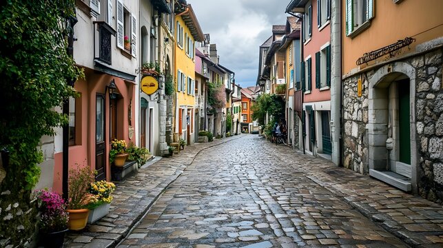 Fototapeta 82. A charming old town with cobblestone streets, quaint shops, and colorful buildings