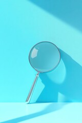 Elegant Pastel Blue Scene with 3D Magnifying Glass
