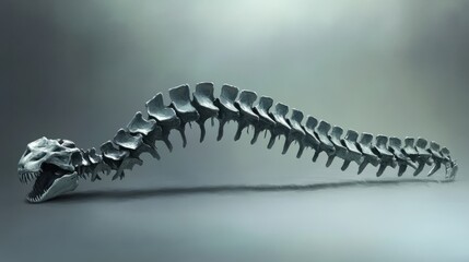 Obraz premium A side view of a sauropod's long neck vertebrae, illustrating how it supported the heavy neck structure.