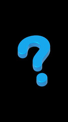 blue question mark on black background