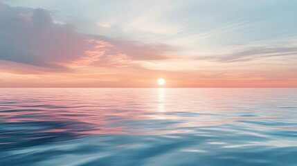 Fototapeta premium 104. A breathtaking view of a sunrise over a calm ocean, with soft pastel colors reflecting on the water