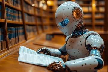 Robot in Document Analysis, the role of artificial intelligence in document analysis with an image portraying machine learning algorithms extracting data from unstructured documents