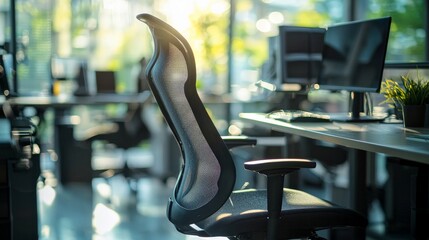 A comfortable and adjustable office chair, highlighting ergonomic considerations in workplace design