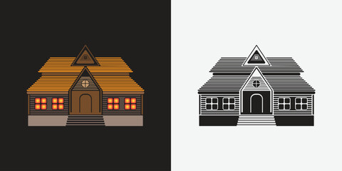 House Vector and Silhouette, Landscape House Design in Illustration. for 2d animation use house vector.