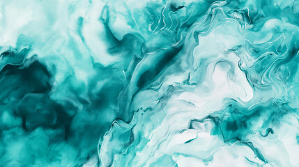 Obraz premium Abstract teal and white fluid art with soft swirling patterns