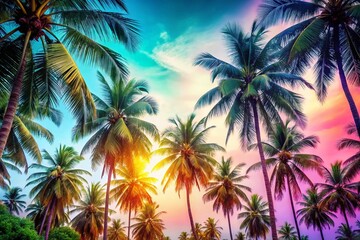 Fototapeta premium Beautiful Coconut Trees on White Background for Timelapse Animation Background