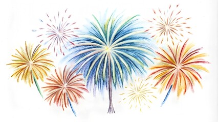 Fototapeta premium hand drawn fireworks. happy new year concept