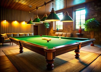 Billiard Table Under Spotlight - Tilt-Shift Photography for Game Night Ambiance