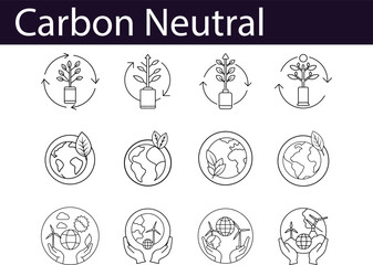 Carbon Neutral Icons: Sustainability, Environment,  Eco-Friendly