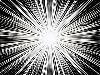 Black and White Comics Motion Effect with Speed Lines for Dynamic Minimalist Illustration