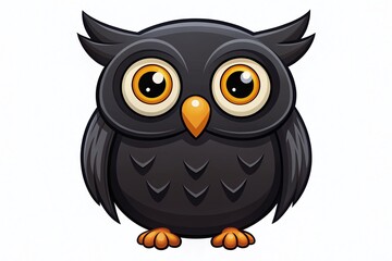 Fototapeta premium Black Owl Cartoon Design for Halloween Decor and Stickers – Perfect for Templates and Festive Celebrations