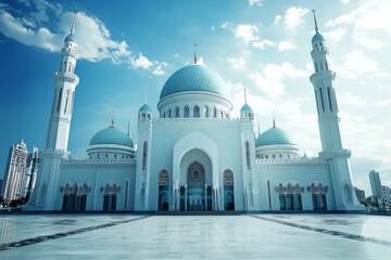 Obraz premium Beautiful mosque as a place of worship for Muslims created with Generative AI