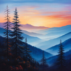 sunset in the mountains