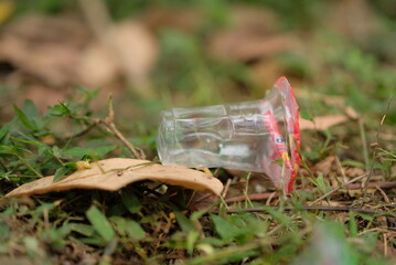 Plastic bottle waste - Plastic bottles float in water, Plastic bottles pollute the environment