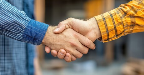 Home Renovation Agreement Handshake. AI generated illustration.