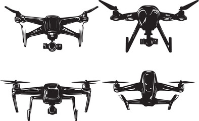 Set FPV Drone. Hand drawn vector illustration