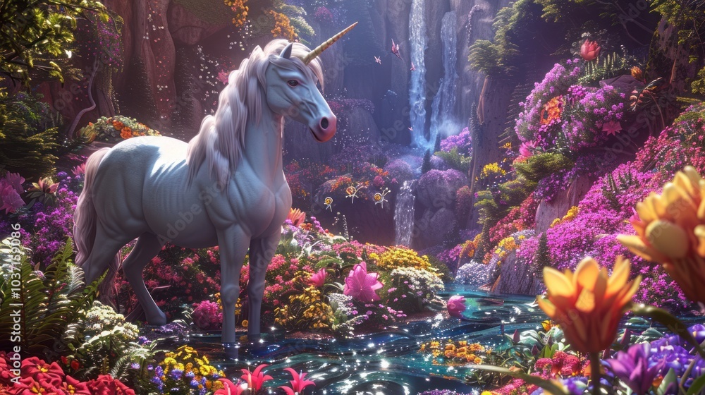 Wall mural Unicorn in a Magical Forest