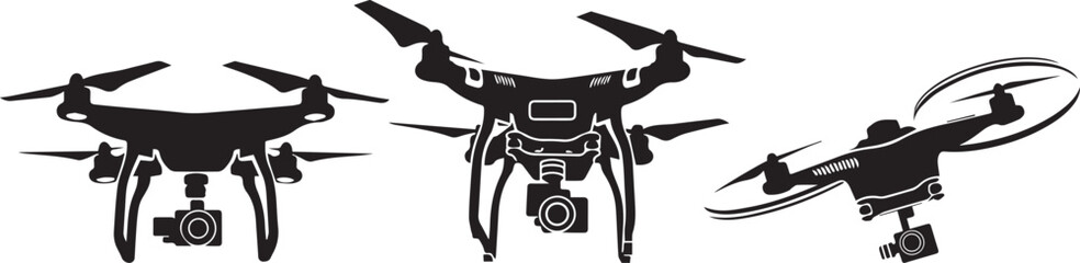 Set FPV Drone. Hand drawn vector illustration