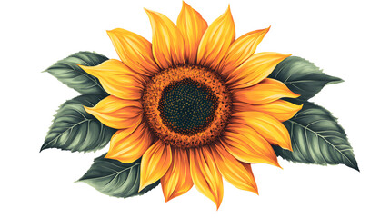 A vibrant sunflower isolated on transparent background