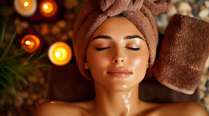 Woman enjoying her facial treatment in the spa