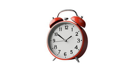3D Alarm clock front view isolated on transparent background