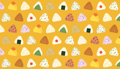 いろいろなおにぎりのパターン 背景素材 壁紙