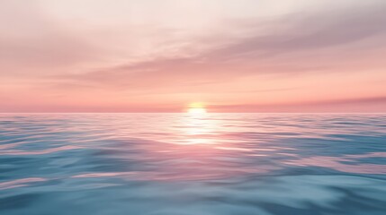 Fototapeta premium 166. A breathtaking view of a sunrise over a calm ocean, with soft pastel colors reflecting on the water