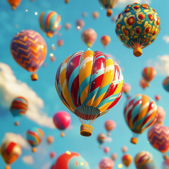 Obraz premium background illustration hot air balloon in sky 