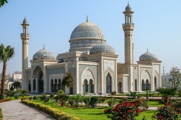 Obraz premium Beautiful mosque as a place of worship for Muslims created with Generative AI