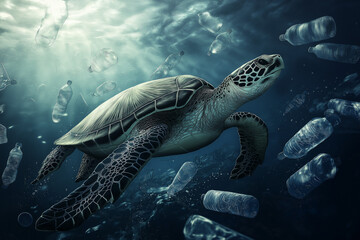A Stark Reminder of Human Impact on the Environment: Plastic Pollution Covering the Ocean&rsquo;s Surface, Illustrating the Urgency to Stop Polluting and Start Protecting Our Seas and Marine Life