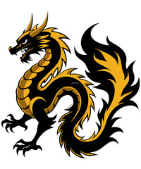 Black and Golden Chinese dragon 