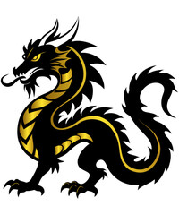 Black and Golden Chinese dragon 