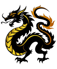 Black and Golden Chinese dragon 